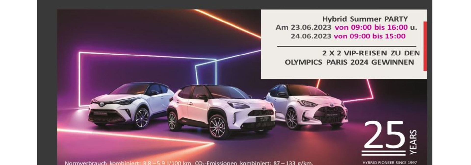 Exklusiv bei Toyota Frech: 25 Years Toyota Hybrid Summerparty mit Enthüllung des neuen Toyota Prius und vielen tollen Aktionen!